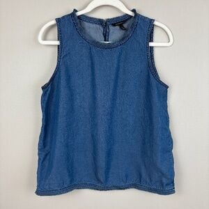 Banana Republic Sleeveless Fringe Trim Chambray Top - Size Medium Petite